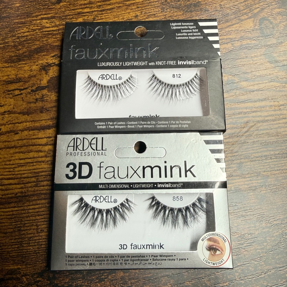 Ardell False Eyelashes‎ Faux Mink 812 And 3D 858 Lot Of 2 Black